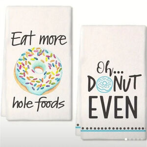 Donut Kitchen Towel Set, White, Blue